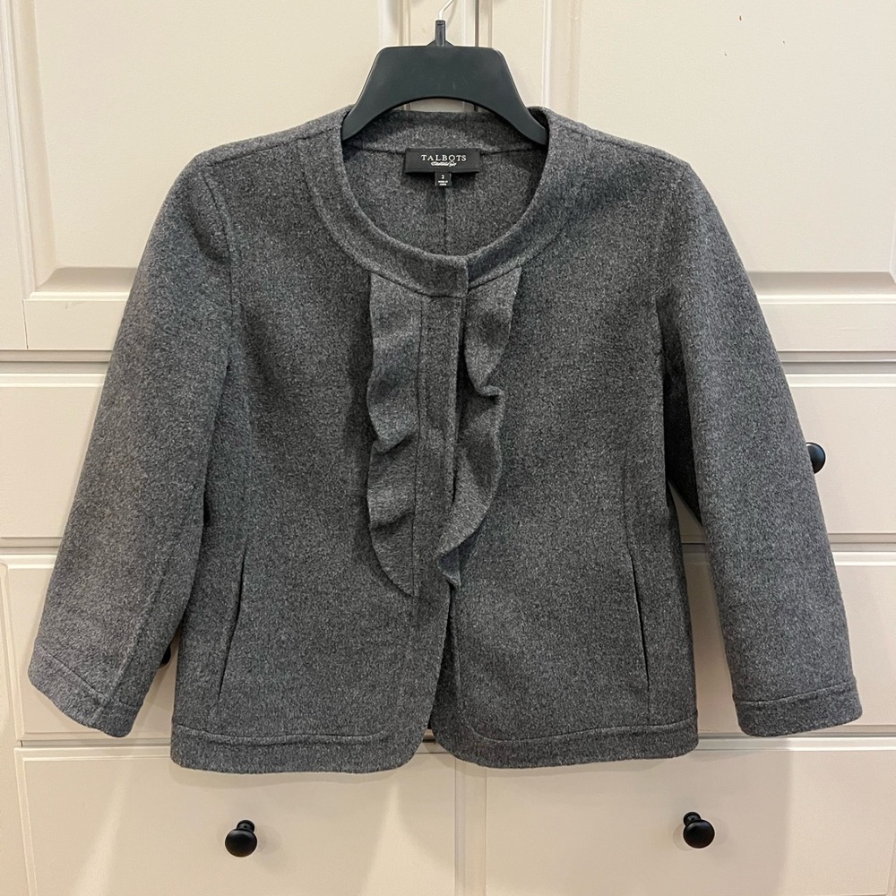 Talbots Women’s Charcoal Ruffle Front Blazer